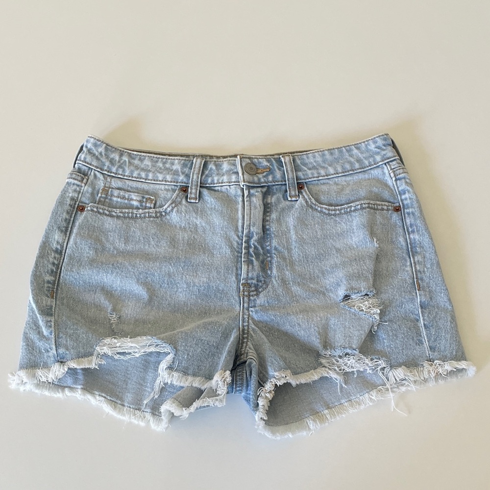 Old Navy OG Straight Jean Shorts Denim Cut Offs Light Washed Look Coastal Beach